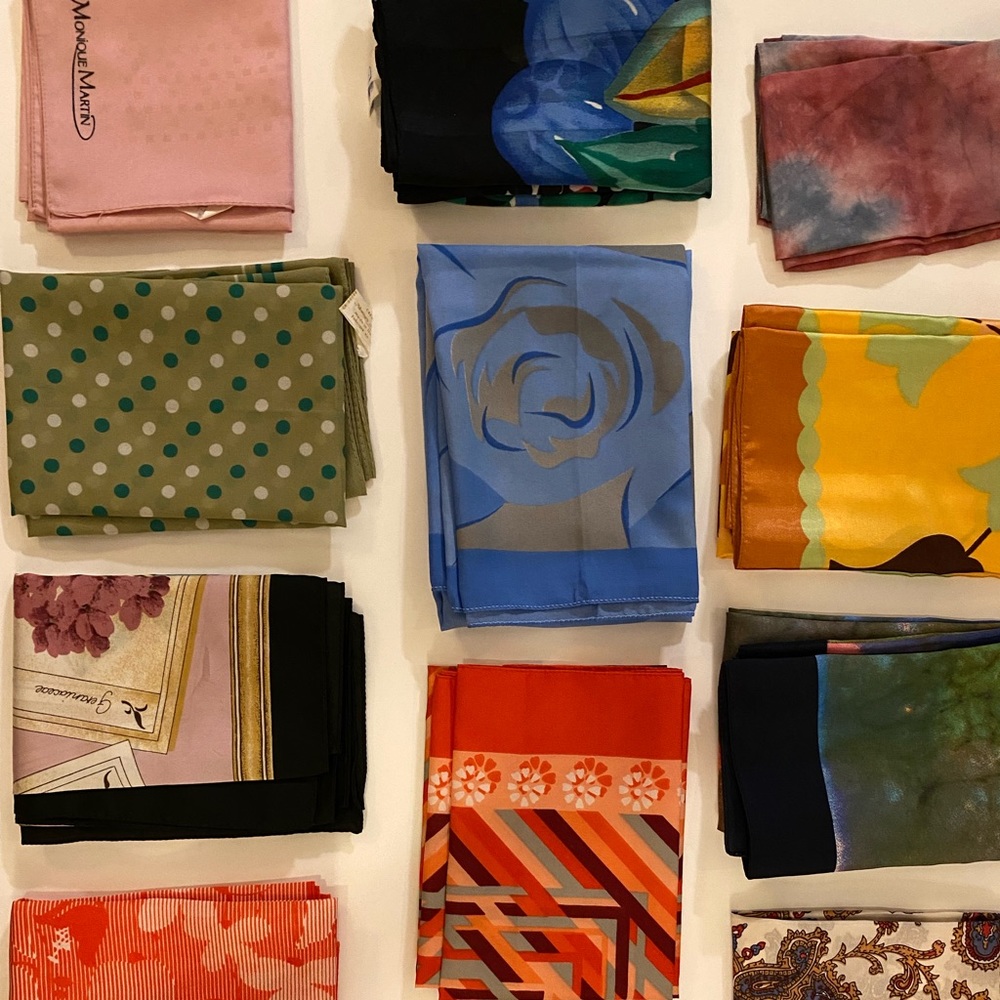 Bundle of 16 vintage square scarves
